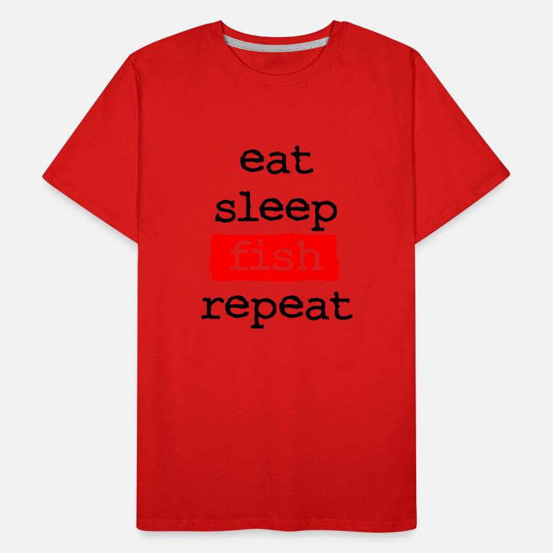manger dormir poisson répéter T-shirt bio Premium Homme