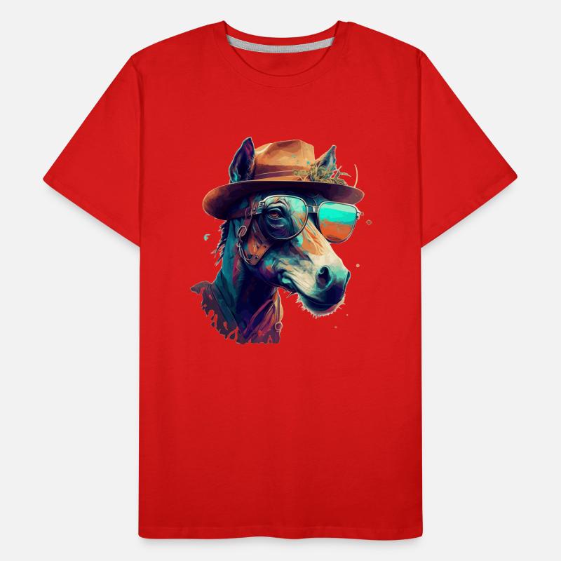 Ein lustiger Esel oder Maultier mit Brille und Hut Männer Premium Bio T-Shirt