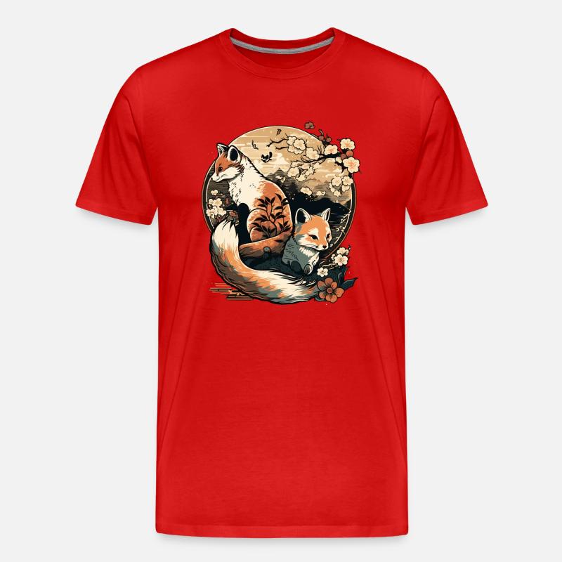 FOX 9 - Männer Premium Bio T-Shirt - Rot