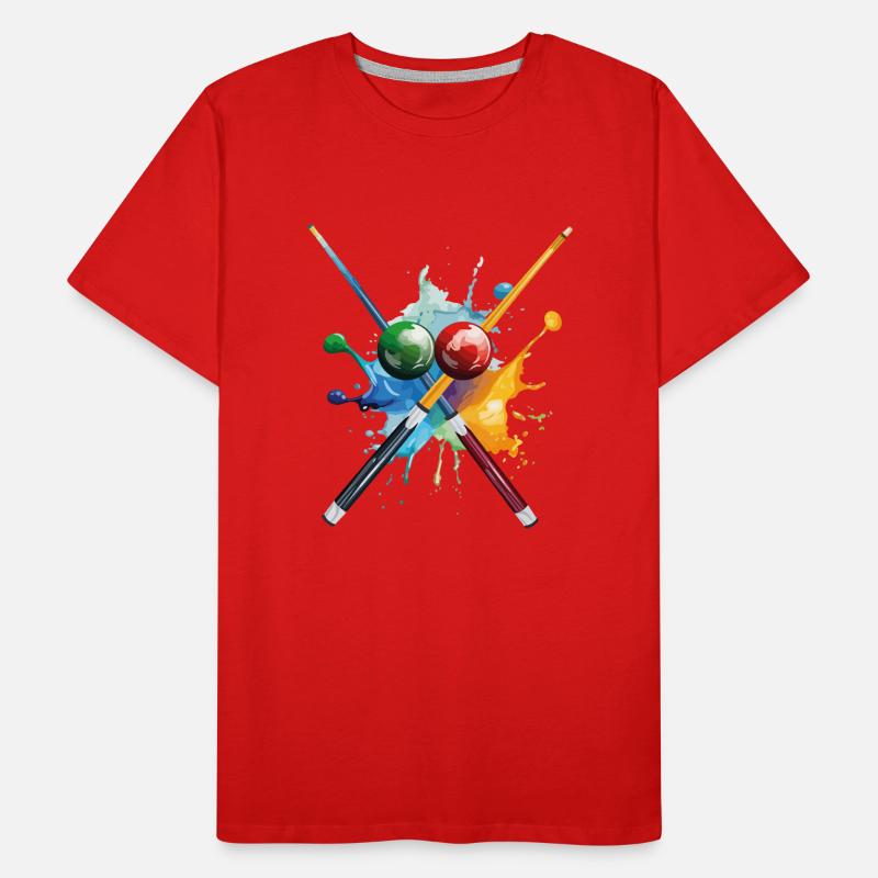 Billard Pool Snooker Queue Kugeln Splash Bunt Männer Premium Bio T-Shirt