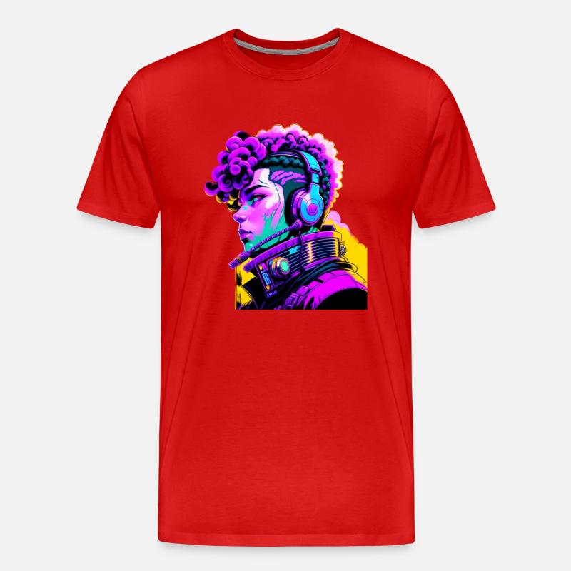 Musik Cyborg Headset - Männer Premium Bio T-Shirt - Rot