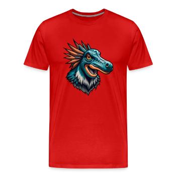 Cartoon dinosaur head - Men's Premium Organic T-Shirt - red - Front - Damien (186cm)