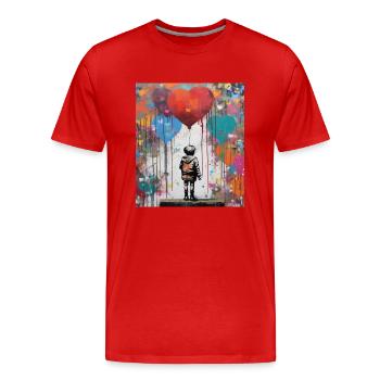LIEBE ZU STREET-ART-LUFTBALLONS - Männer Premium Bio T-Shirt - Rot - Vorne - Damien (186cm)