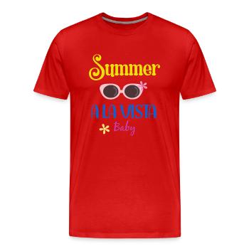 Sommerferien - Summer Vibes - Männer Premium Bio T-Shirt - Rot - Vorne - Damien (186cm)