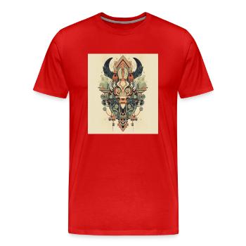 LE BUFFLE - T-shirt bio Premium Homme - rouge - Devant - Damien (186cm)