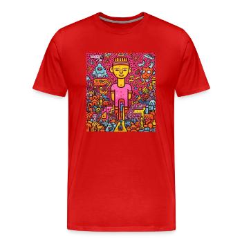 STREET ART IMAGINATION - Men's Premium Organic T-Shirt - red - Front - Damien (186cm)