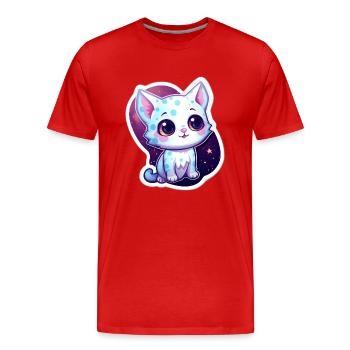« Purrrfect Space Dreams » - T-shirt bio Premium Homme - rouge - Devant - Damien (186cm)