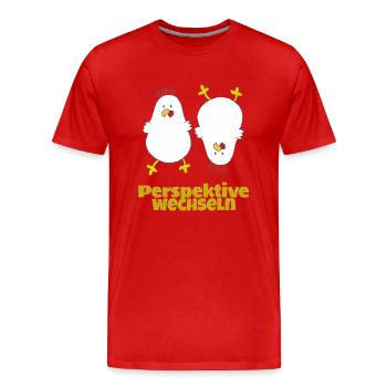 perspektive wechseln huhn - Männer Premium Bio T-Shirt - Rot - Vorne - Damien (186cm)