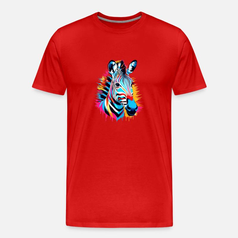 Buntes Zebra - Männer Premium Bio T-Shirt - Rot