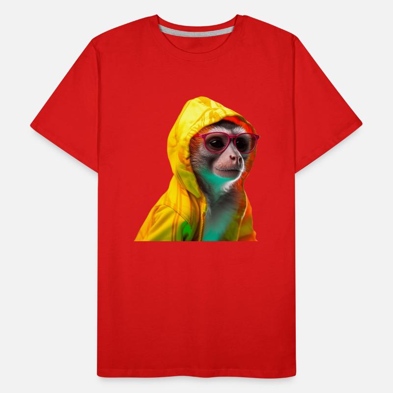 Squirrel Monkey with Sunglasses Colorful Cool Monkeys Men's Premium Organic T-Shirt