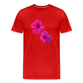 Hibiscus,Flower,Lotus,Blossom,Floral,Pink - Men's Premium Organic T-Shirt - red - Front - Damien (186cm)