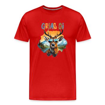 Griaß di Hirsch pour la fête du village Tracht Dorfkind - T-shirt bio Premium Homme - rouge - Devant - Damien (186cm)