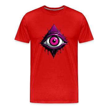 Œil occulte qui voit tout - CherryPunk Dark Magenta - T-shirt bio Premium Homme - rouge - Devant - Damien (186cm)