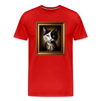 Portrait d’un chat confiant - T-shirt bio Premium Homme - rouge - Devant - Damien (186cm)