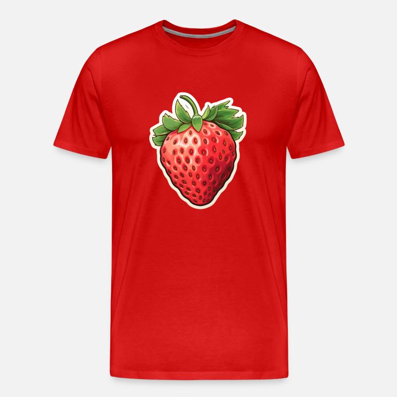 Erdbeere Einzelfrucht - Männer Premium Bio T-Shirt - Rot