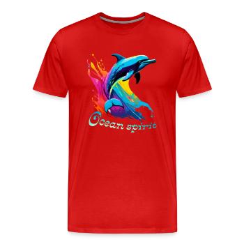 Ocean spirit. Dauphin - T-shirt bio Premium Homme - rouge - Devant - Damien (186cm)