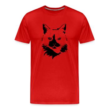 Cat, Cat Motif, Cat Face - Men's Premium Organic T-Shirt - red - Front - Damien (186cm)