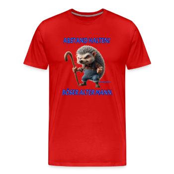 Opa Prickly Abstand halten boeser alter Mann - Männer Premium Bio T-Shirt - Rot - Vorne - Damien (186cm)