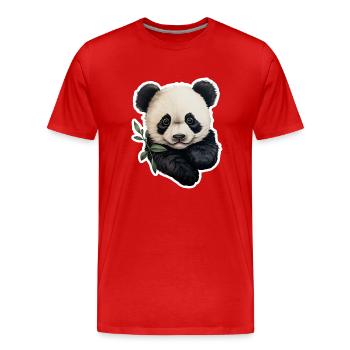 Panda chews on eucalyptus branch - Men's Premium Organic T-Shirt - red - Front - Damien (186cm)