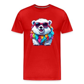 Eisbär / Tier / Nordpol / Winter / Kindlich / süß - Männer Premium Bio T-Shirt - Rot - Vorne - Damien (186cm)