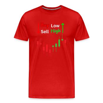 Buy Low Sell High Trader online Shoppen Geschenke - Männer Premium Bio T-Shirt - Rot - Vorne - Damien (186cm)