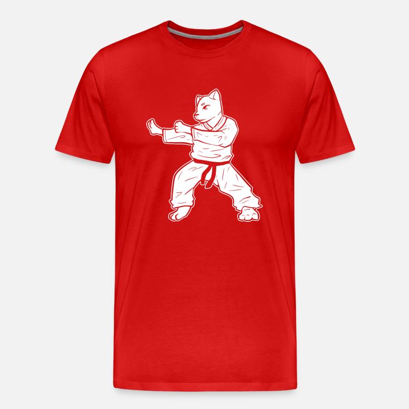 Karate Katze Selbstverteidigung - Männer Premium Bio T-Shirt - Rot