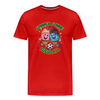 Soleil d’été Soccer Rire Coups de pied Cornets de crème glacée - T-shirt bio Premium Homme - rouge - Devant - Damien (186cm)