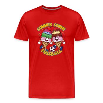 Soleil d’été Soccer Rire Coups de pied Cornets de crème glacée - T-shirt bio Premium Homme - rouge - Devant - Damien (186cm)