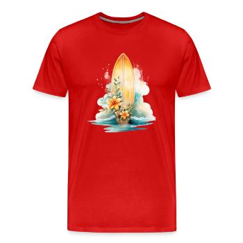 SURFBRETT IN BLÜTE - Männer Premium Bio T-Shirt - Rot - Vorne - Damien (186cm)