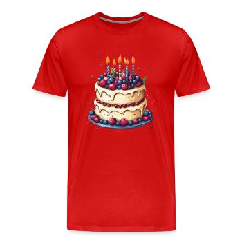Gâteau d'anniversaire - T-shirt bio Premium Homme - rouge - Devant - Damien (186cm)