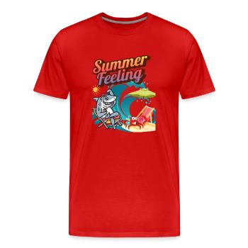 « Sensation d’été » - T-shirt bio Premium Homme - rouge - Devant - Damien (186cm)