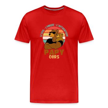 LE SEUL L Unique L AUTHENTIQUE cadeau PAPY OURS - T-shirt bio Premium Homme - rouge - Devant - Damien (186cm)