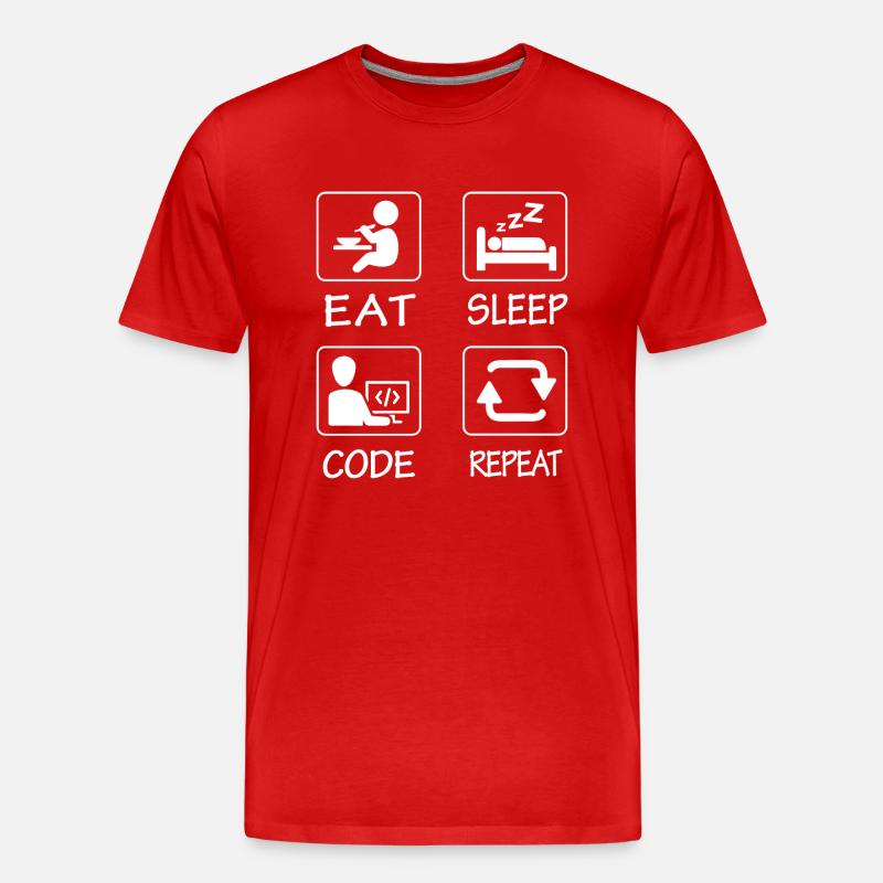 Essen Schlaf Code Wiederholen - Männer Premium Bio T-Shirt - Rot