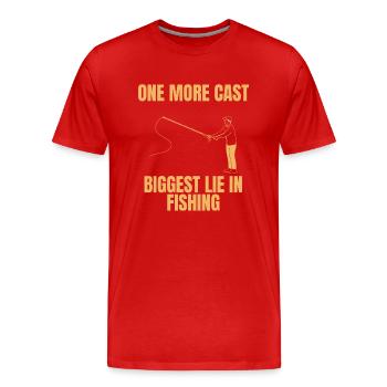 Encore un casting – Le plus gros mensonge de la pêche - T-shirt bio Premium Homme - rouge - Devant - Damien (186cm)