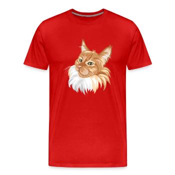 Ginger cat portrait - Men's Premium Organic T-Shirt - red - Front - Damien (186cm)