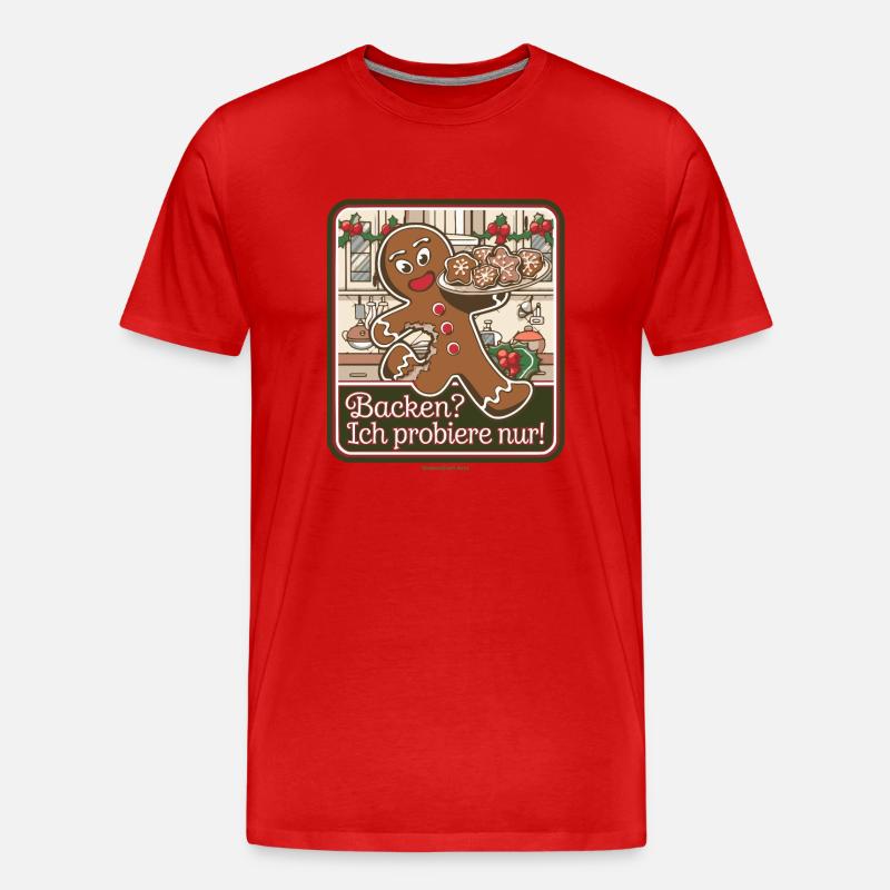 Lustiger Lebkuchenmann-Backspaß - Männer Premium Bio T-Shirt - Rot