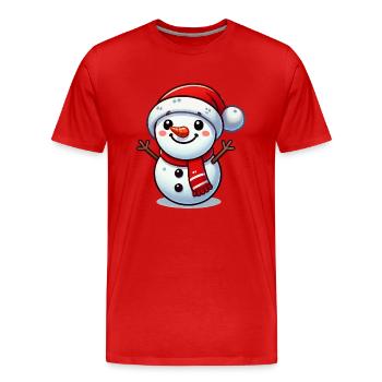 Bonhomme de neige - T-shirt bio Premium Homme - rouge - Devant - Damien (186cm)