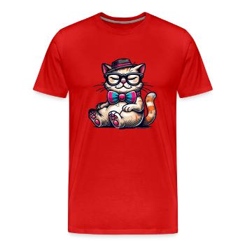 stilvolle Katze - Männer Premium Bio T-Shirt - Rot - Vorne - Damien (186cm)