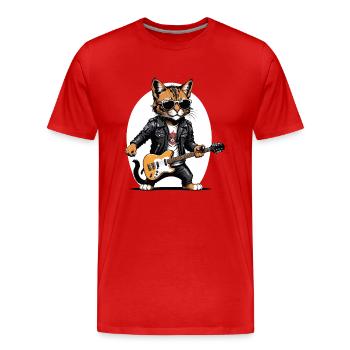Cat Rocker Cat HardRock Gift - T-shirt bio Premium Homme - rouge - Devant - Damien (186cm)
