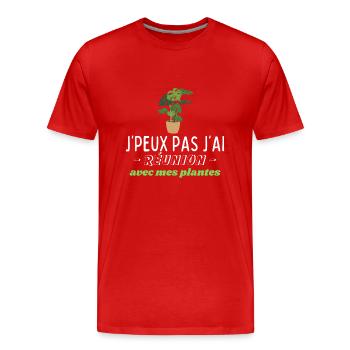 Ich kann nicht, ich habe ein Treffen mit meinen Pflanzen - Männer Premium Bio T-Shirt - Rot - Vorne - Damien (186cm)