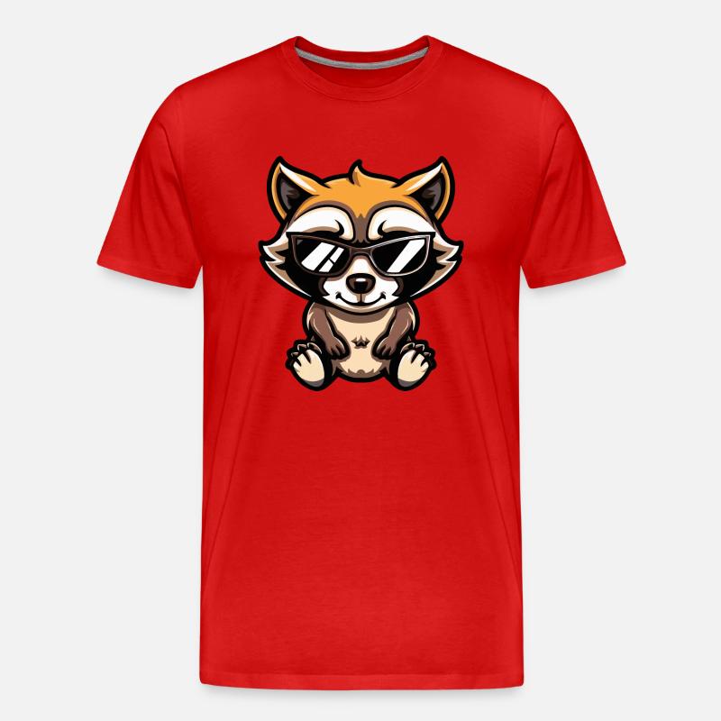 Waschbär Comic Cool - Männer Premium Bio T-Shirt - Rot