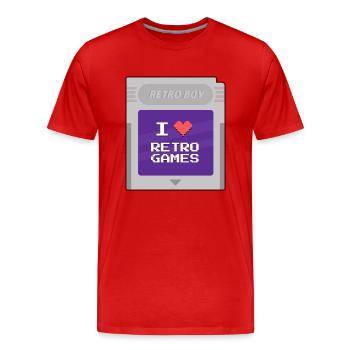 Retro Boy - I love retrogames - T-shirt bio Premium Homme - rouge - Devant - Damien (186cm)