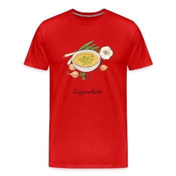 Soupe Amour // Illustration - T-shirt bio Premium Homme - rouge - Devant - Damien (186cm)