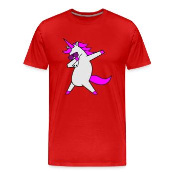 Dabbing Unicorn Cool - Men's Premium Organic T-Shirt - red - Front - Damien (186cm)