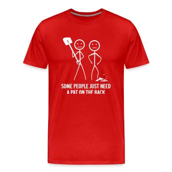 Conception humoristique de la tape dans le dos - T-shirt bio Premium Homme - rouge - Devant - Damien (186cm)
