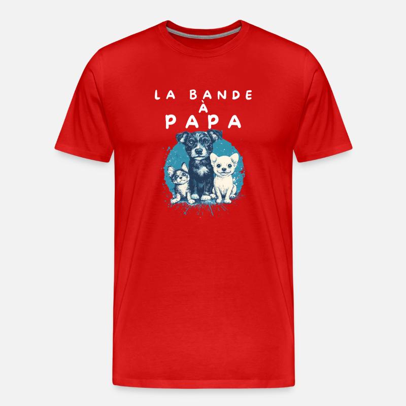 Team Papa und Hunde - Männer Premium Bio T-Shirt - Rot