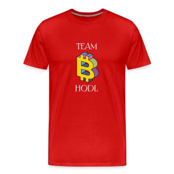 Bitcoin Revolution - Forever HODLing - Männer Premium Bio T-Shirt - Rot - Vorne - Damien (186cm)