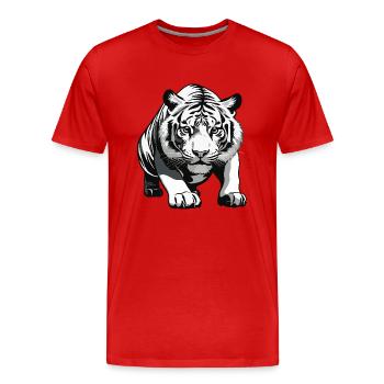 Tigre - Design animalier - T-shirt bio Premium Homme - rouge - Devant - Damien (186cm)