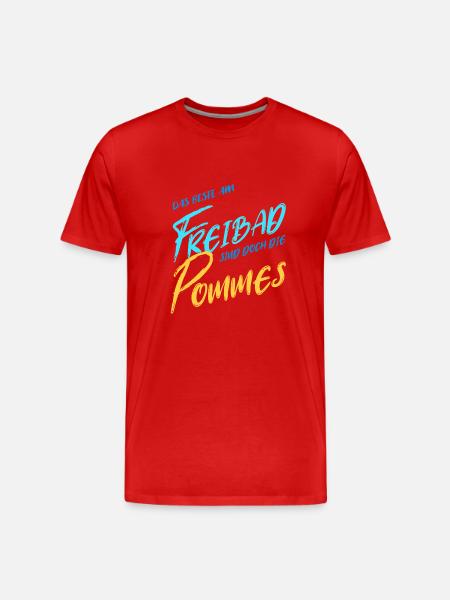 das Beste am Freibad - Männer Premium Bio T-Shirt - Rot