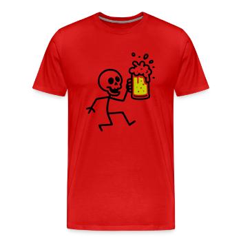 Skeleton Beer Drinking - Men's Premium Organic T-Shirt - red - Front - Damien (186cm)